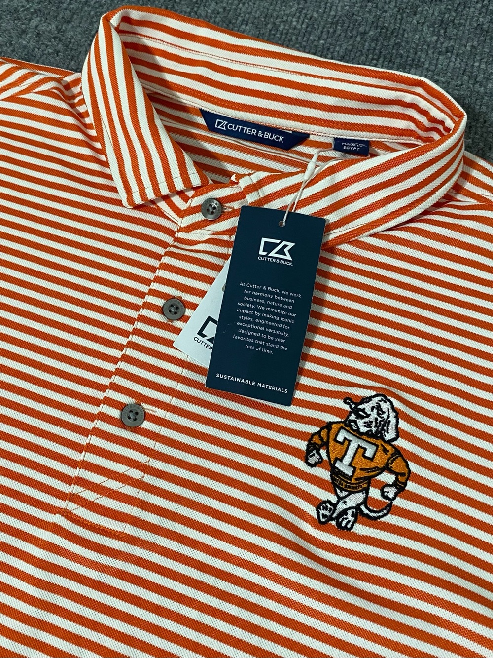 Tennessee Vols Retro Smokey Cutter & Buck Virtue Pique Stripe Mens 2XT NWT